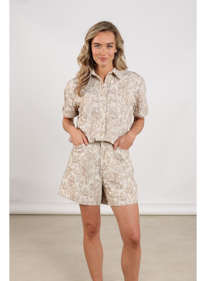 NKS02115 9 Nukus Leonora Blouse Paillet Sand