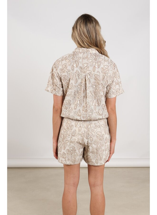 NKS02115 9 Nukus Leonora Blouse Paillet Sand