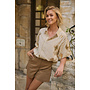 NKS02136 143 Nukus Leia Blouse Stripe Paillet Offwhite/Fango