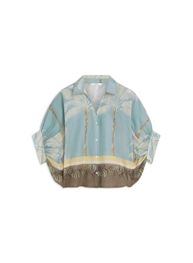 2s3496-12451 431 Summum Blouse Palmtree print  Glacierblue
