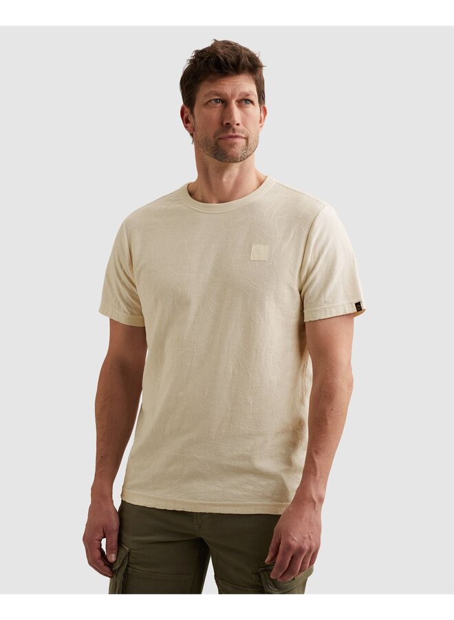 PTSS2604564 7001 PME Legend Short sleeve r-neck jacquard jersey Egret