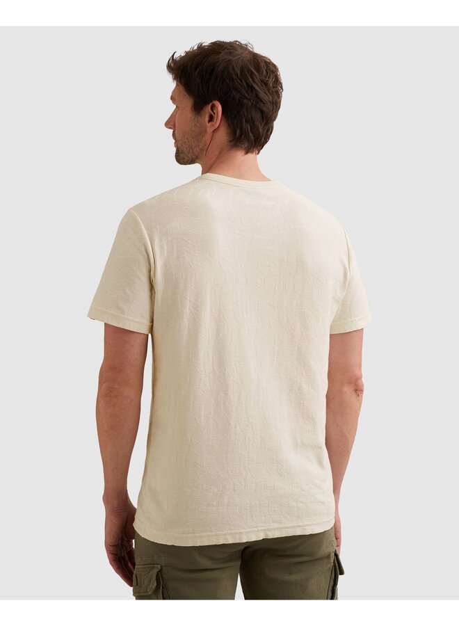 PTSS2604564 7001 PME Legend Short sleeve r-neck jacquard jersey Egret