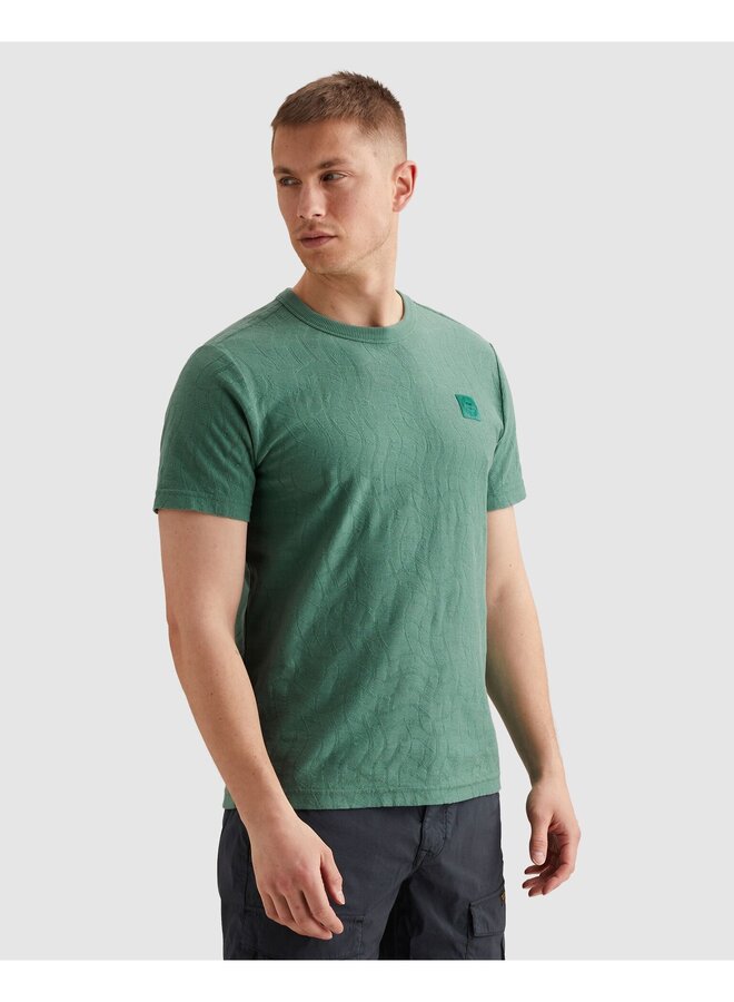 PTSS2604564 6053 PME Legend Short sleeve r-neck jacquard jersey Deep Sea