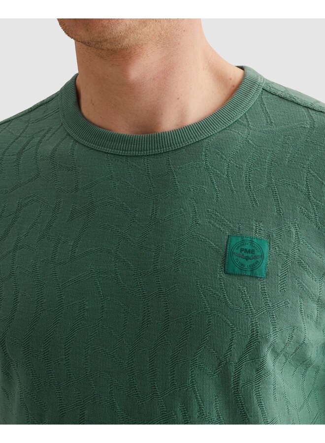 PTSS2604564 6053 PME Legend Short sleeve r-neck jacquard jersey Deep Sea