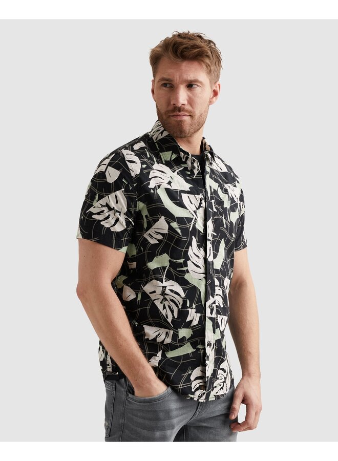 PSIS2604208 5282 PME Legend Short Sleeve Shirt Print on Cotton slub Carbon