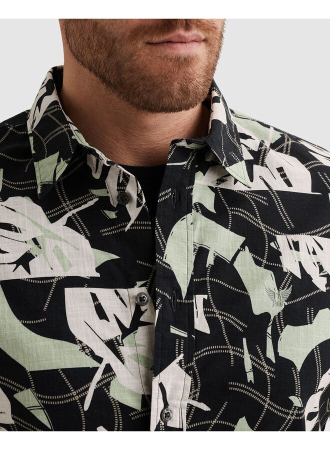 PSIS2604208 5282 PME Legend Short Sleeve Shirt Print on Cotton slub Carbon