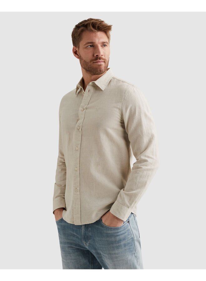 PSI2604200 7013 PME Legend Long sleeve shirt 2 tone cotton linen Bone White