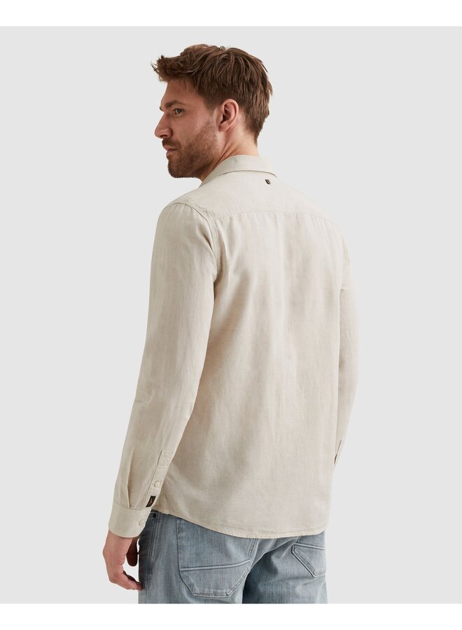 PSI2604200 7013 PME Legend Long sleeve shirt 2 tone cotton linen Bone White