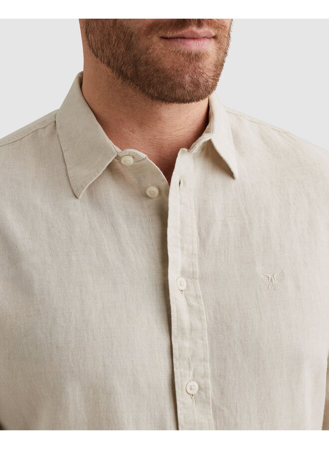 PSI2604200 7013 PME Legend Long sleeve shirt 2 tone cotton linen Bone White
