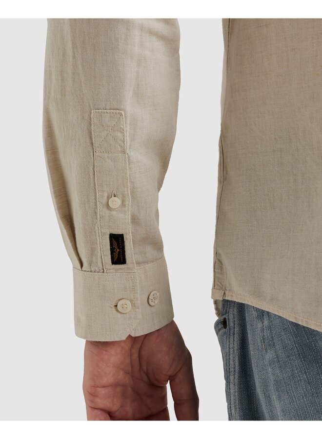 PSI2604200 7013 PME Legend Long sleeve shirt 2 tone cotton linen Bone White