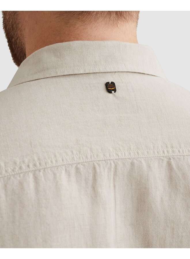 PSI2604200 7013 PME Legend Long sleeve shirt 2 tone cotton linen Bone White