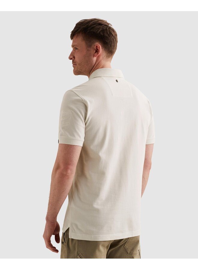 PPSS2604882 7001 PME Legend Short sleeve polo fine pique badge Egret