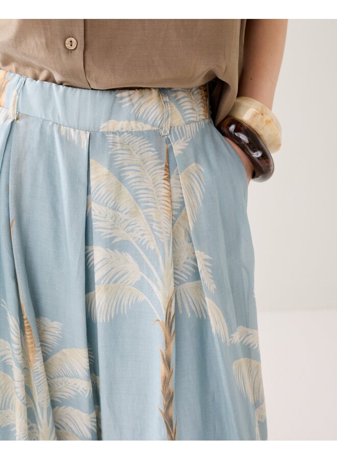 4s2993-12451 431 Summum Trousers Palmtree print single border  Glacierblue