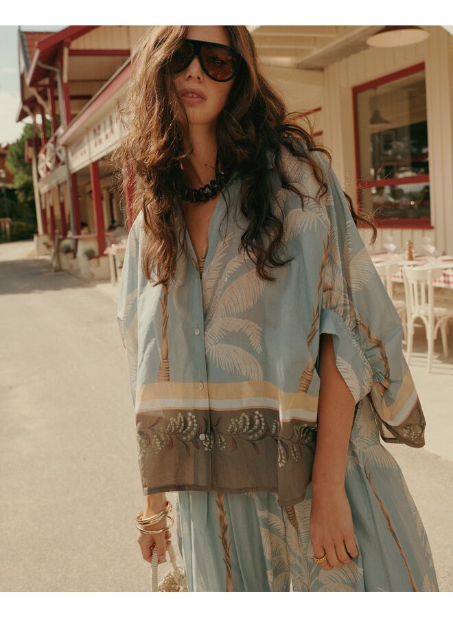 2s3496-12451 431 Summum Blouse Palmtree print  Glacierblue