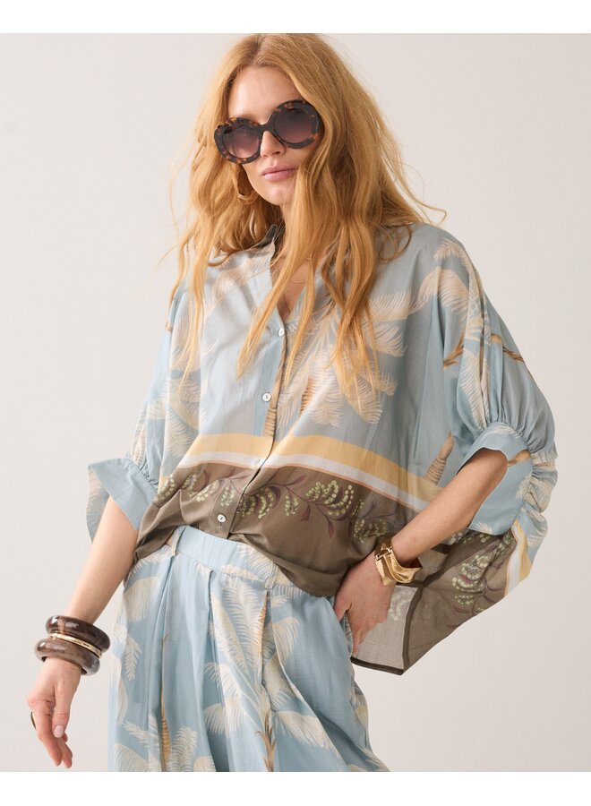 2s3496-12451 431 Summum Blouse Palmtree print  Glacierblue