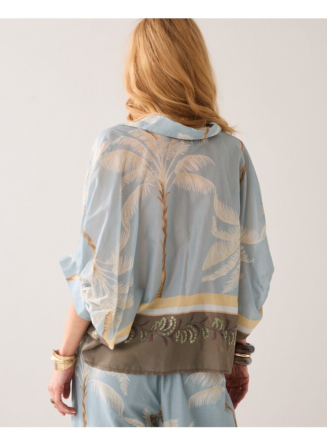 2s3496-12451 431 Summum Blouse Palmtree print  Glacierblue