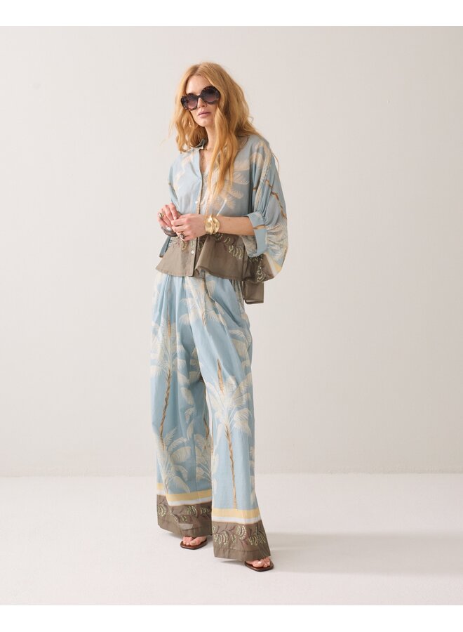 2s3496-12451 431 Summum Blouse Palmtree print  Glacierblue