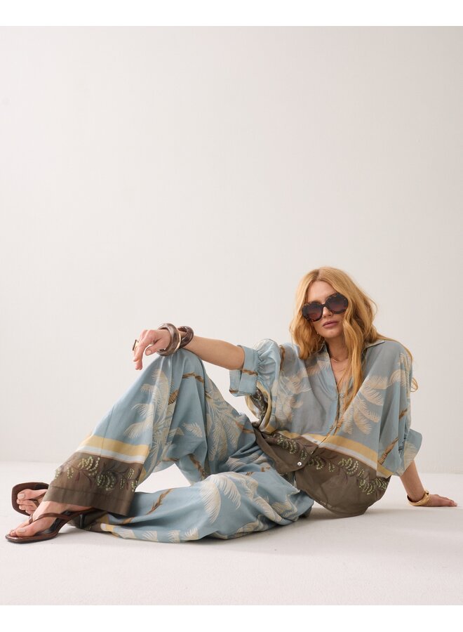 2s3496-12451 431 Summum Blouse Palmtree print  Glacierblue