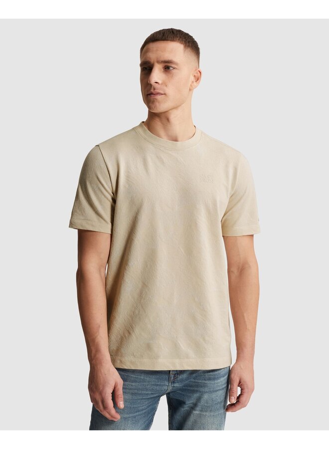 CTSS2604589 7014 Cast Iron Short sleeve r-neck regular fit jacquard pique Silver Birch