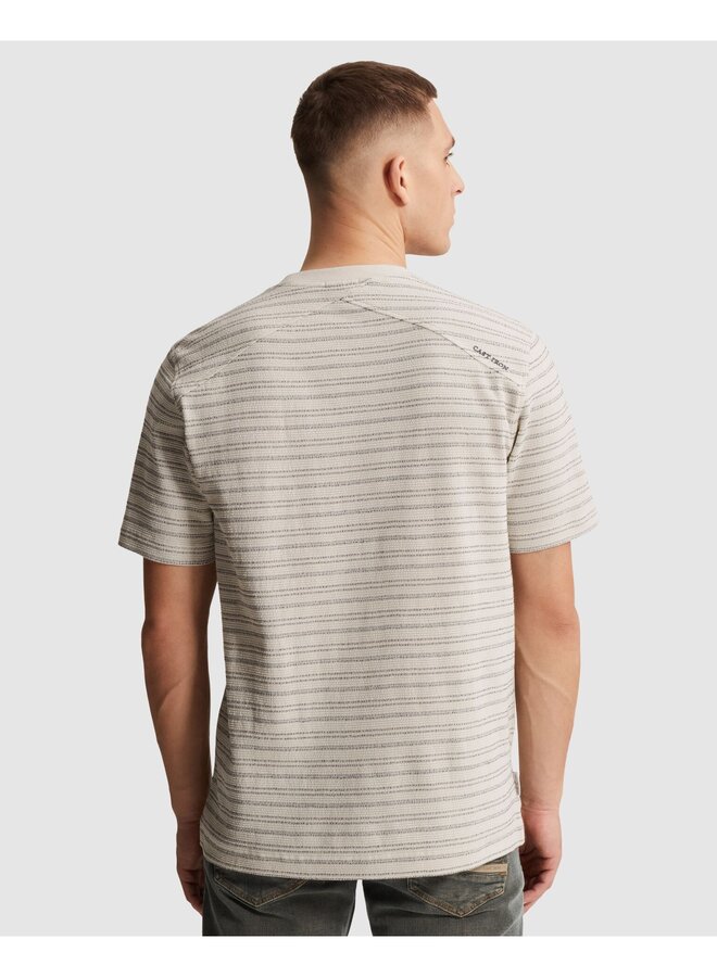 CTSS2604581 7014 Cast Iron Short sleeve r-neck regular fit stripe structure Silver Birch