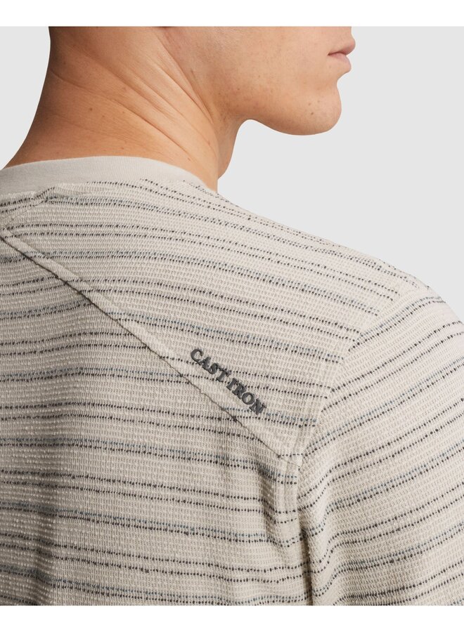 CTSS2604581 7014 Cast Iron Short sleeve r-neck regular fit stripe structure Silver Birch