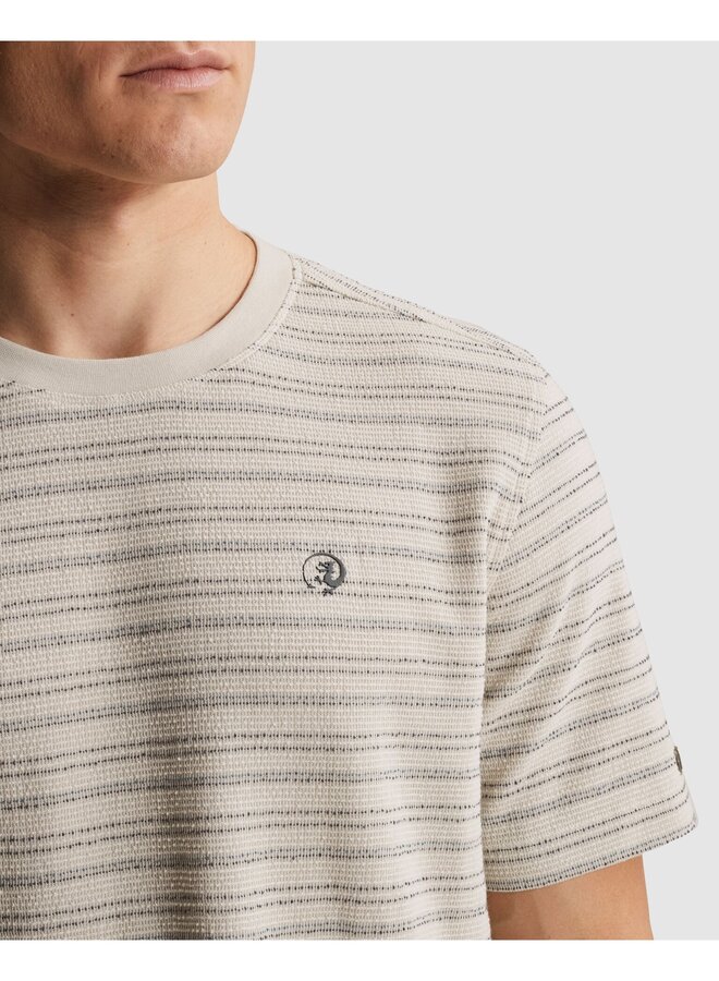 CTSS2604581 7014 Cast Iron Short sleeve r-neck regular fit stripe structure Silver Birch