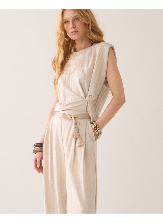 4s2972-30761 702 Summum Trouser Linen look  Pebblebeige