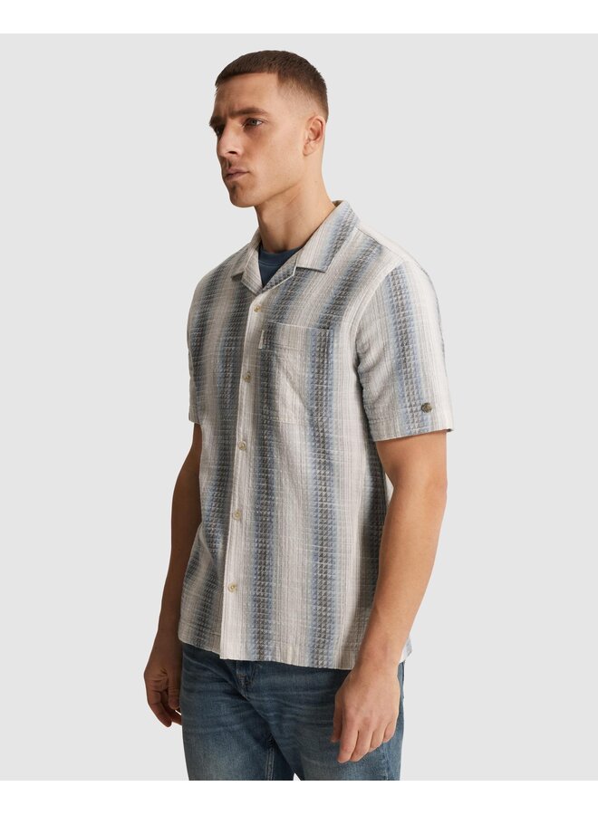 CSIS2604268 5414 Cast Iron Short Sleeve Shirt Yarn dyed stripe structure Oceanview
