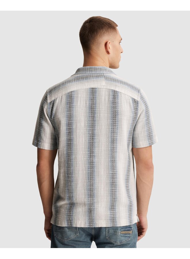 CSIS2604268 5414 Cast Iron Short Sleeve Shirt Yarn dyed stripe structure Oceanview