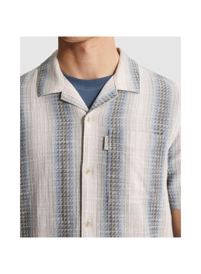 CSIS2604268 5414 Cast Iron Short Sleeve Shirt Yarn dyed stripe structure Oceanview