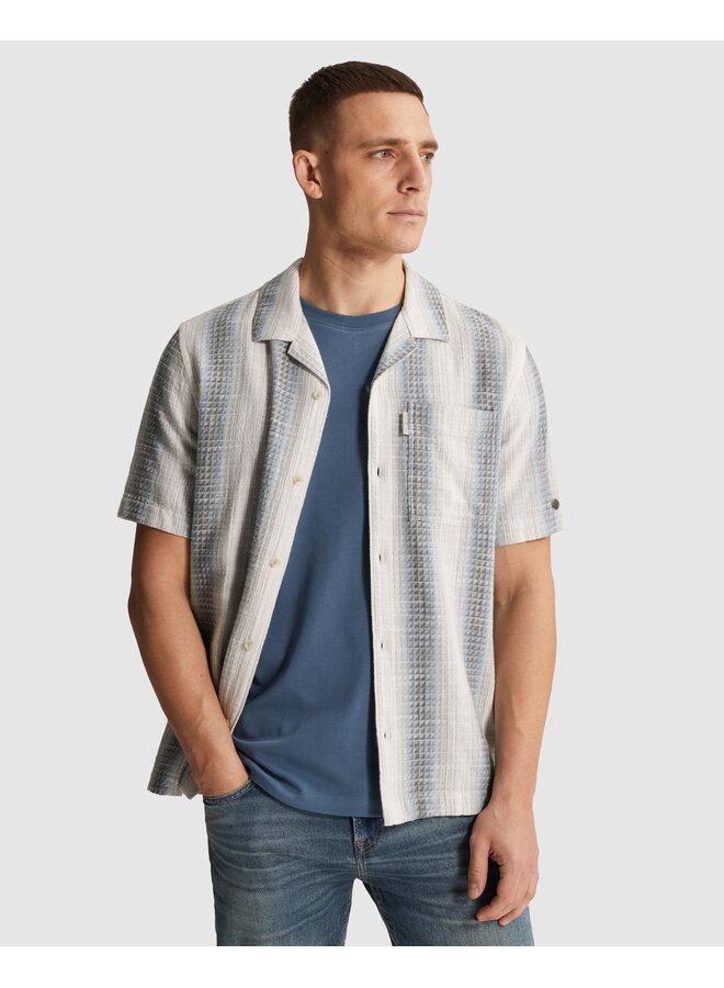 CSIS2604268 5414 Cast Iron Short Sleeve Shirt Yarn dyed stripe structure Oceanview