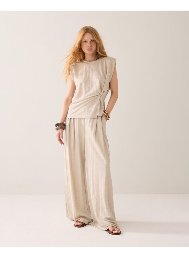 3s5299-30761 702 Summum Top Linen look  Pebblebeige