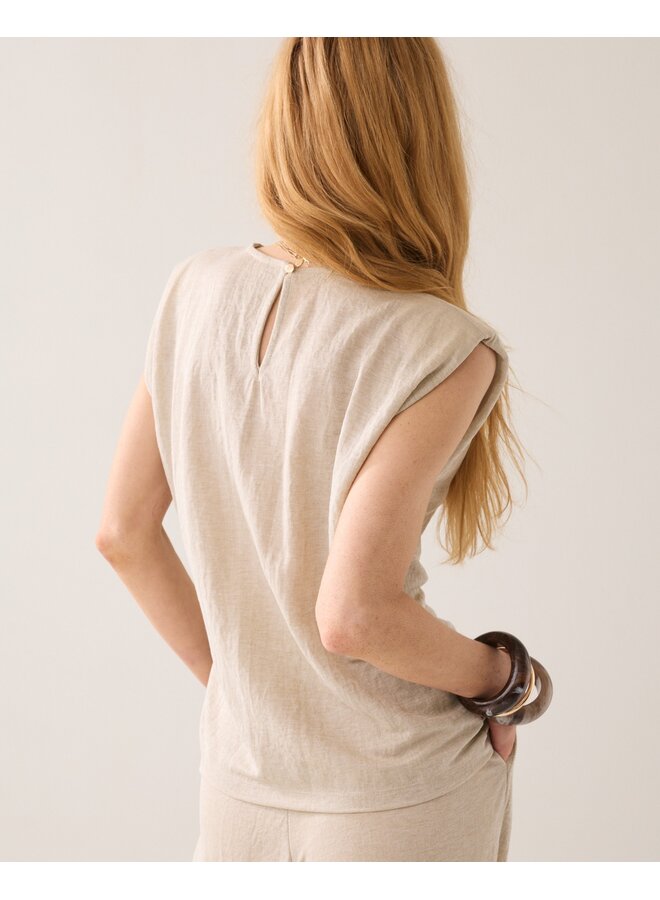 3s5299-30761 702 Summum Top Linen look  Pebblebeige