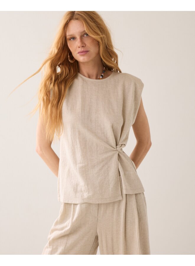 3s5299-30761 702 Summum Top Linen look  Pebblebeige