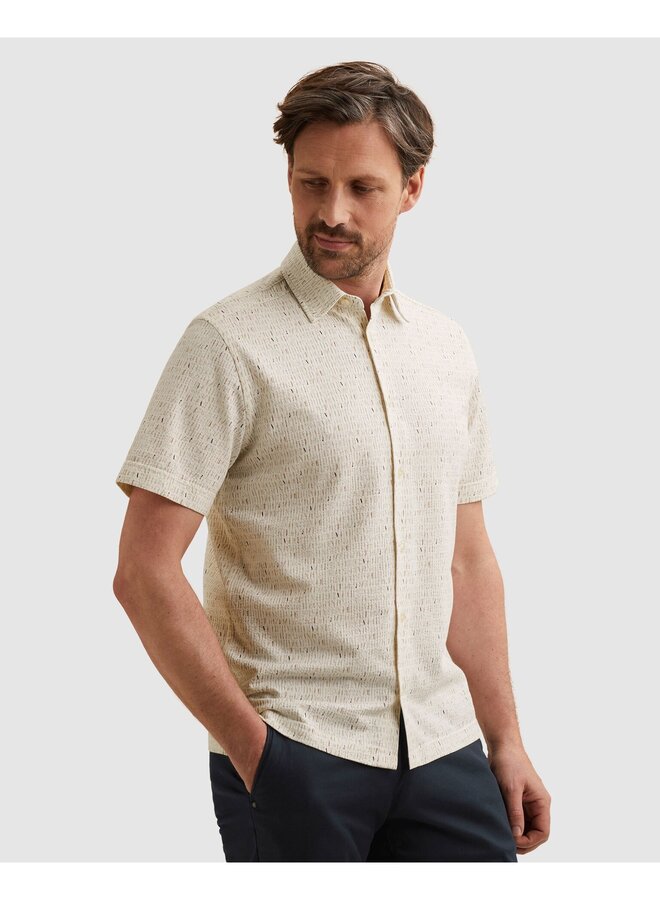 VSIS2604266 7004 Vanguard Short Sleeve Shirt Print on Seersucker Jersey Cloud Dancer