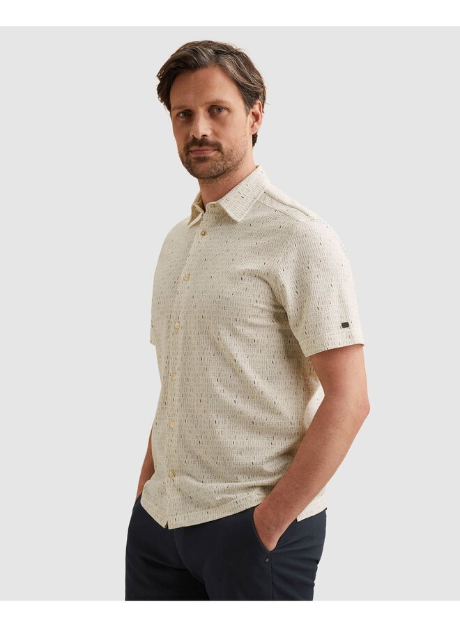 VSIS2604266 7004 Vanguard Short Sleeve Shirt Print on Seersucker Jersey Cloud Dancer