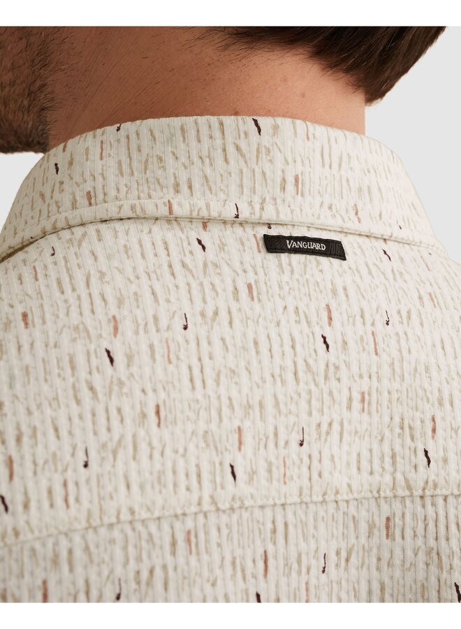 VSIS2604266 7004 Vanguard Short Sleeve Shirt Print on Seersucker Jersey Cloud Dancer