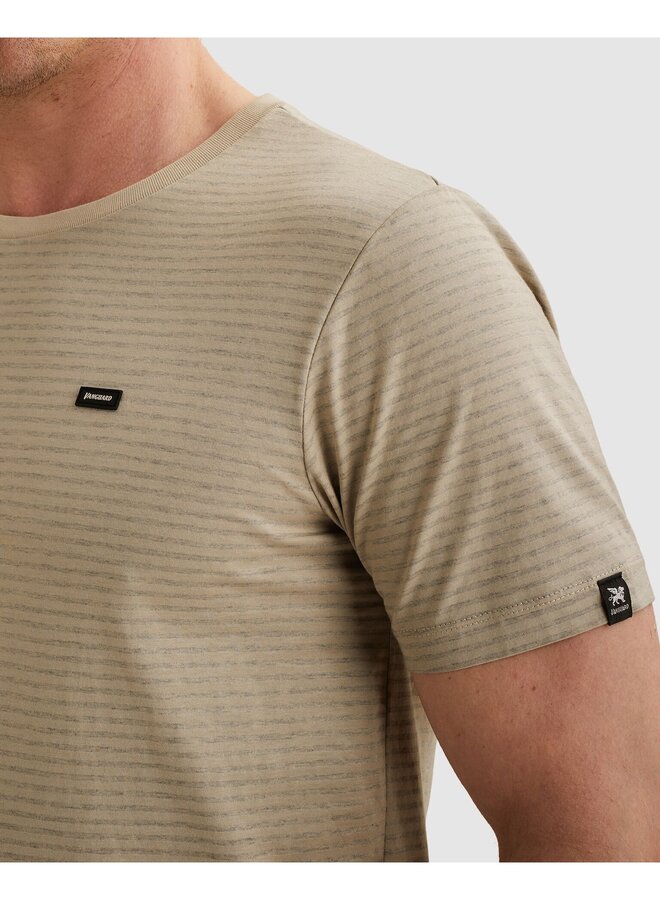 VTSS2604538 8265 Vanguard Short sleeve r-neck mercerised melange stripe Pure Cashmere