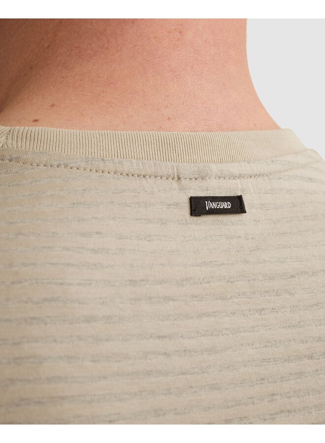 VTSS2604538 8265 Vanguard Short sleeve r-neck mercerised melange stripe Pure Cashmere