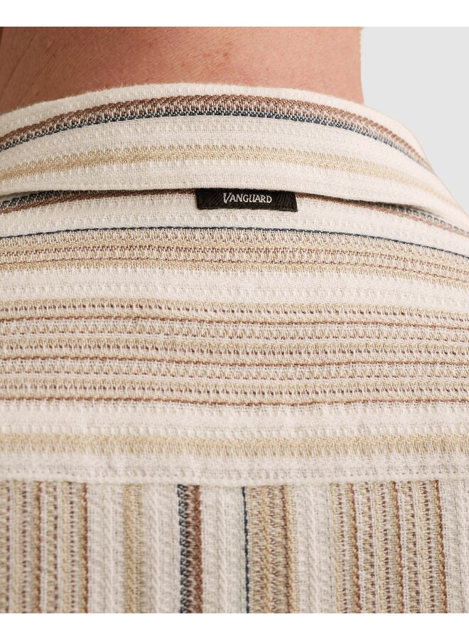 VSIS2604262 8265 Vanguard Short Sleeve Shirt Dobby stripe Pure Cashmere