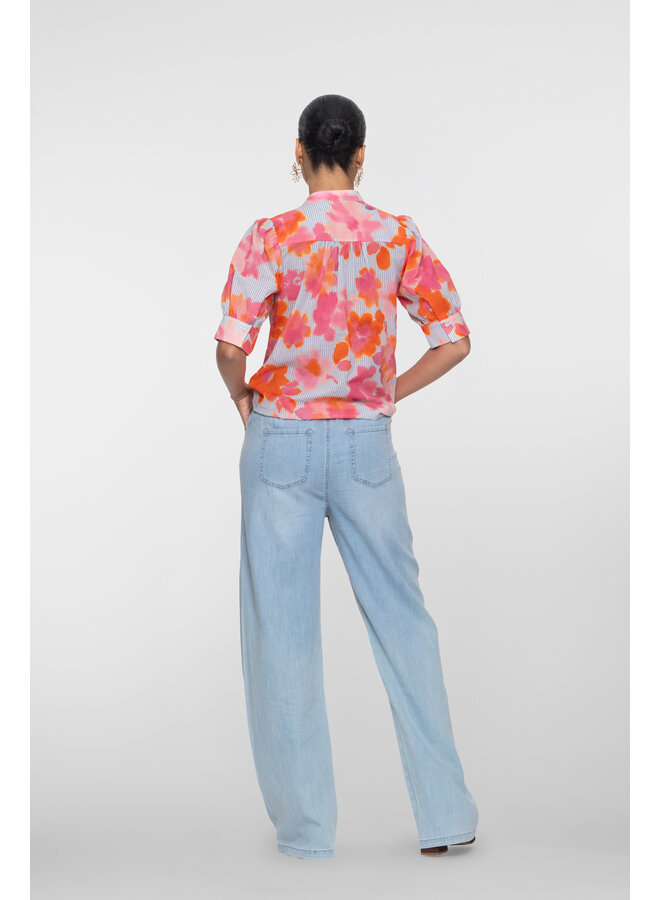 61318-10 830 Geisha Jeans wide bleached denim