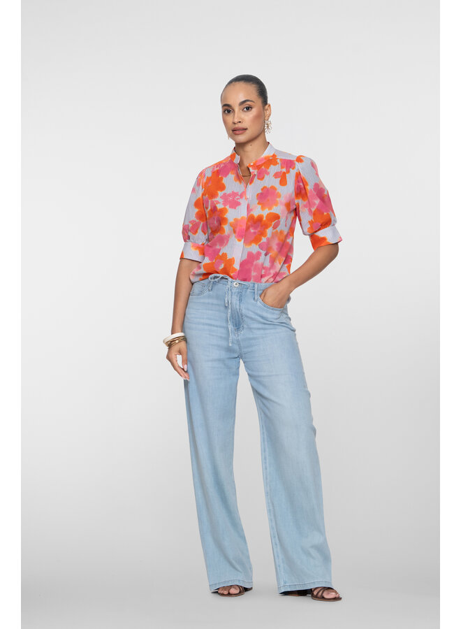 61318-10 830 Geisha Jeans wide bleached denim