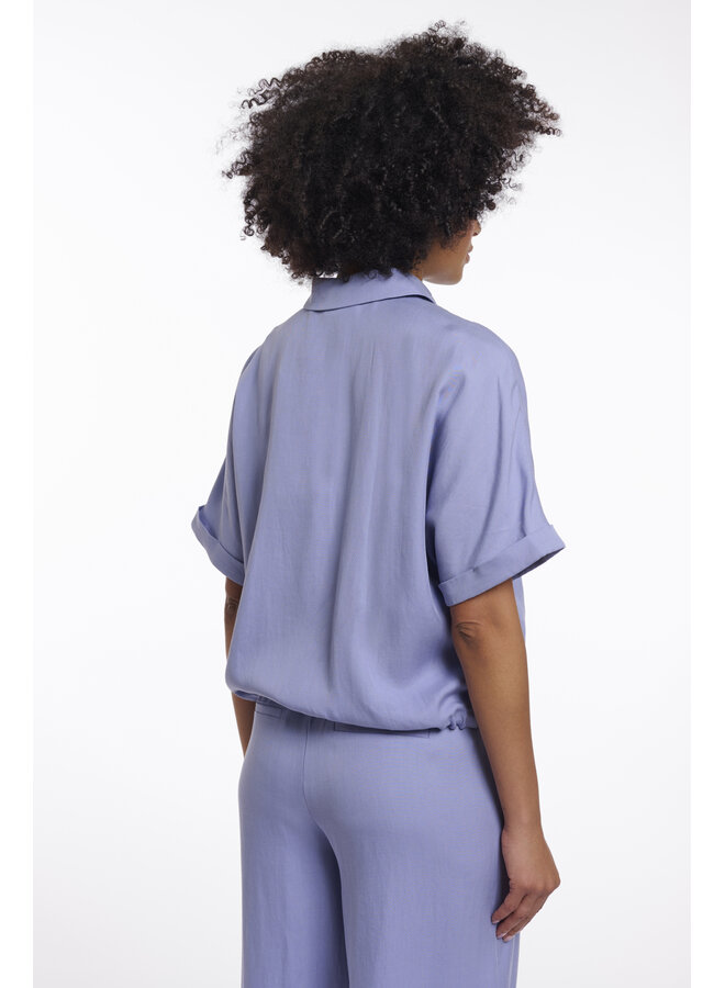 Rune.7002623 Rino&Pelle Cropped short sleeve blouse  Brushed blue