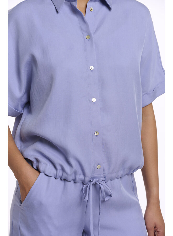 Rune.7002623 Rino&Pelle Cropped short sleeve blouse  Brushed blue