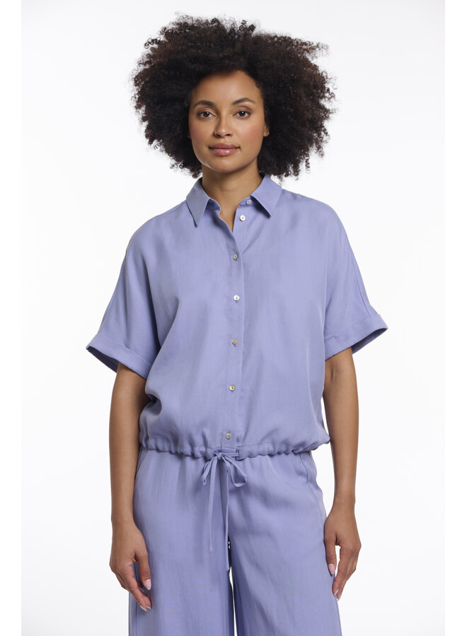 Rune.7002623 Rino&Pelle Cropped short sleeve blouse  Brushed blue