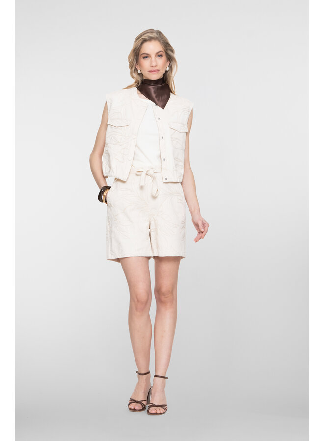 65307-10 718 Geisha Gilet embroidery ecru