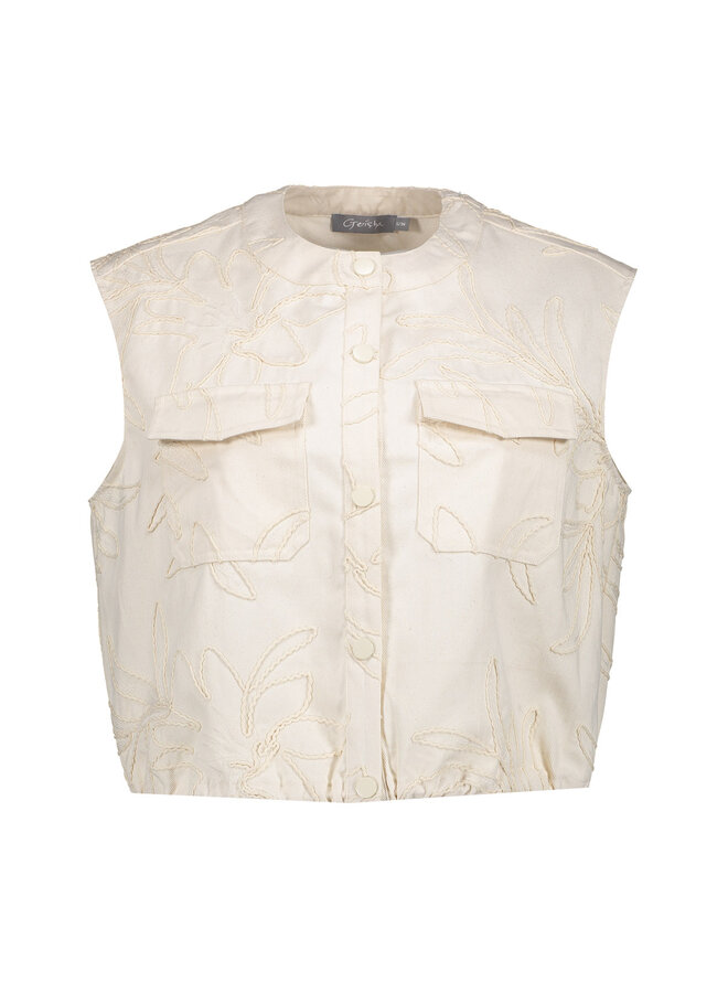 65307-10 718 Geisha Gilet embroidery ecru