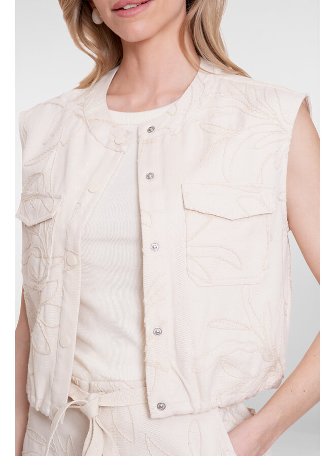 65307-10 718 Geisha Gilet embroidery ecru