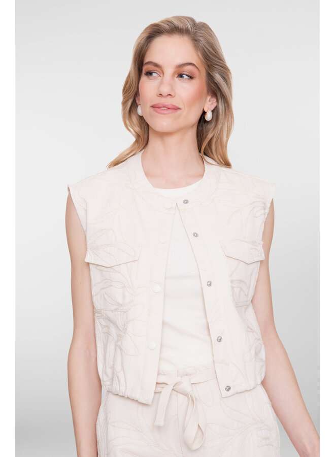 65307-10 718 Geisha Gilet embroidery ecru