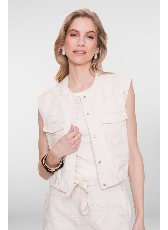 65307-10 718 Geisha Gilet embroidery ecru